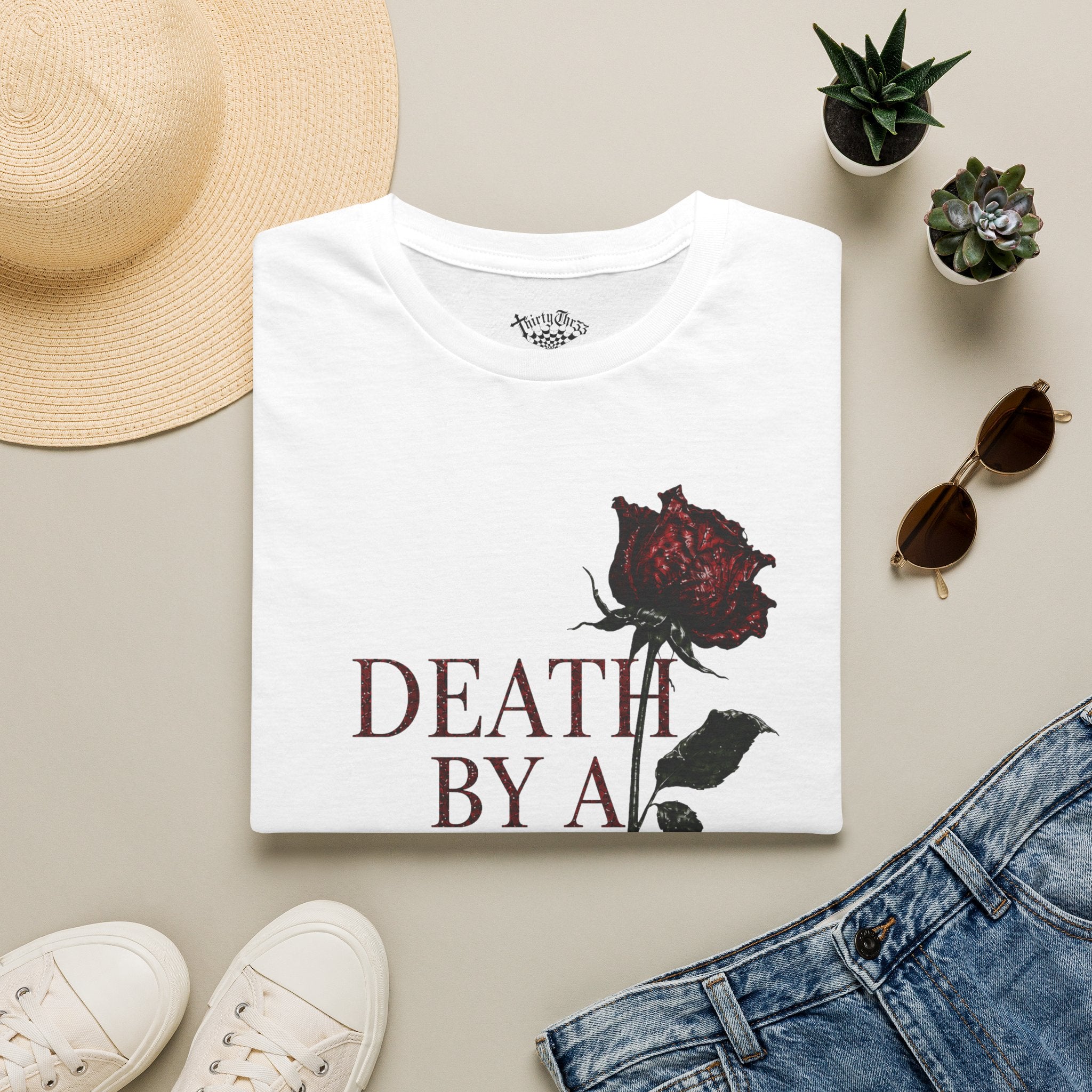Death By A Million Kisses (White) T-Shirt —ThirtyThr33